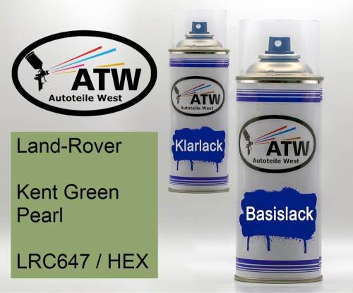 Land-Rover, Kent Green Pearl, LRC647 / HEX: 400ml Sprühdose + 400ml Klarlack - Set, von ATW Autoteile West.